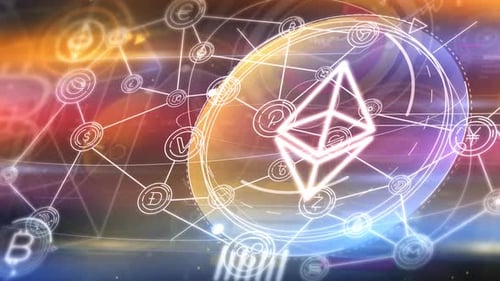 Mouvement de l'espace numérique avec NFT et Ether 4K