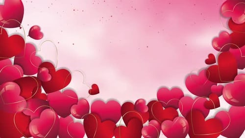 Animated Romantic Red and Pink Hearts Background Loop