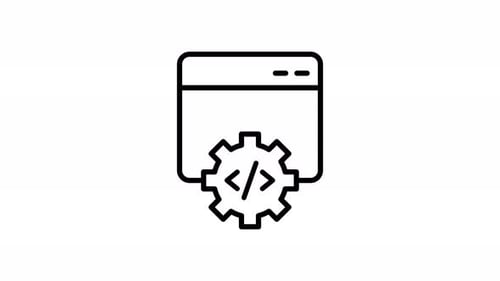 Ícone de configurações de codificação animada para desenvolvimento de software