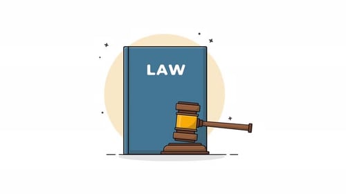 Animated Justice Icon: Law Book and Gavel