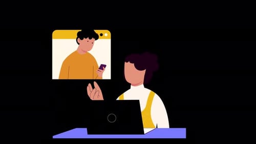 Flat Design Animation of People on Video Call