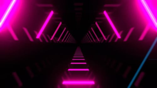Cyan And Pink Fantastic Actively Flashing Neon Corridor Background Vj Loop In 4K