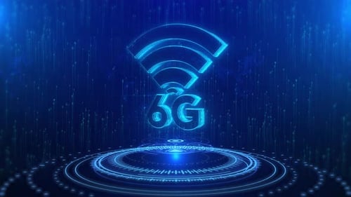 6G Text Cyberspace Zukunft Digitale Technologie Hologramm-Konzept