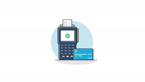 4k Pos Machine with Bank Card. Secure Payment Concept Animation Video - Transparent