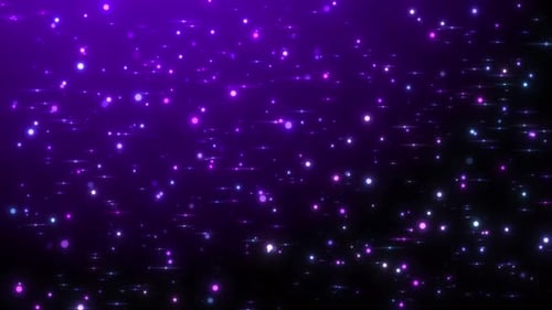 Abstract Purple Bokeh Background with Glowing Particles. Magical Violet Glitter Loop.