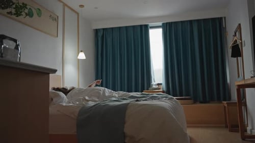 Serene Morning Scene Peaceful Morning with Gentle Awakening Light Tranquil Hotel Space Waking Up As