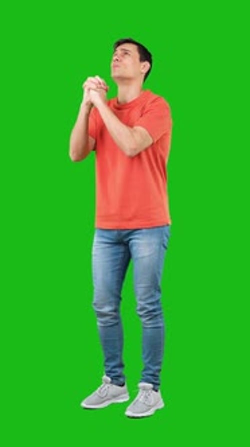 Man Kneeling on Green Screen Asking for Forgiveness