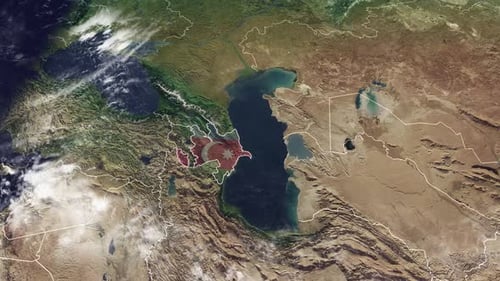 Azerbaijan Country Map Highlight with Flag and Baku