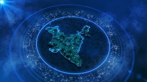 Futuristic Digital India Map with Network Connections