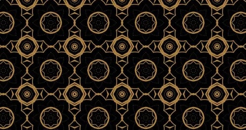 Golden Geometric Ornamental Pattern Kaleidoscope Loop Background