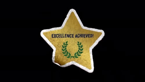 Animated Golden Star Badge with Excellence Achieved Text