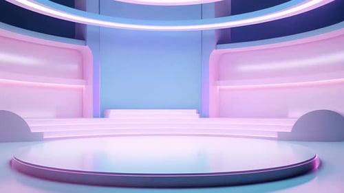 Modern Virtual Studio Stage with Dynamic Neon Lighting