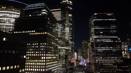 US City Manhattan at Night City Lights Night in Manhattan NYC Aerial View New York City Illuminated