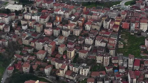 Aerial View of Urban Residential Buildings and Cityscape
