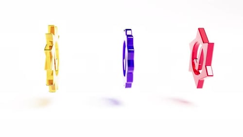 Color Glass Signs Symbols Check Mark Rotate on White Bg