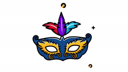 Animated Decorative Carnival Mask with Colorful Feathers