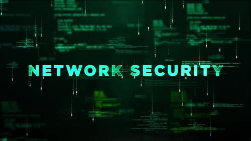 Futuristic Network Security Title Reveal with Digital Data Flow