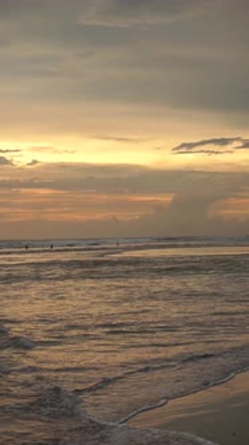 beautiful vertical video evening beach view before sunset with small waves on Cipatujah Tasikmalaya