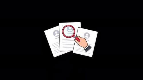 Flat Design Resume Scan and Search Animation