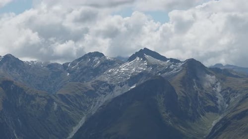 View of a mountain range from the Brewster Track in Mount Aspiring National Park, New Zealand.