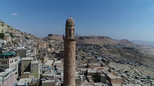 Mardin Great Mosque And Buildings In The Background 4K Drone V2