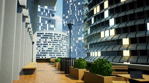 Paisaje urbano moderno con edificios de rascacielos
