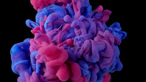 Pink and Blue Ink Swirl in Abstract Pattern