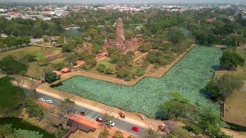 Aerial View of the Historic City of Ayutthaya Thailand