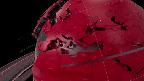 Animationsdesign, das sich um einen Globus dreht. Digitale Nachrichten Konzept