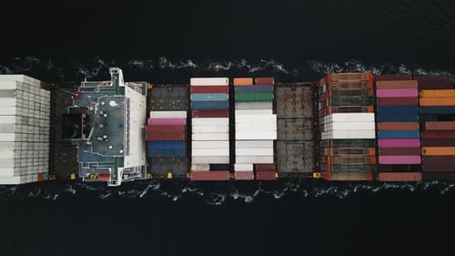 Vista superior: contêiner de carga completa para logística, importação e exportação