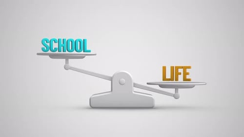 School vs Life balance scale scale looping animation