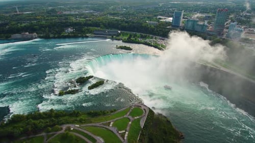 Niagara Falls View, Aerial Drone Beautiful Flying Tourism