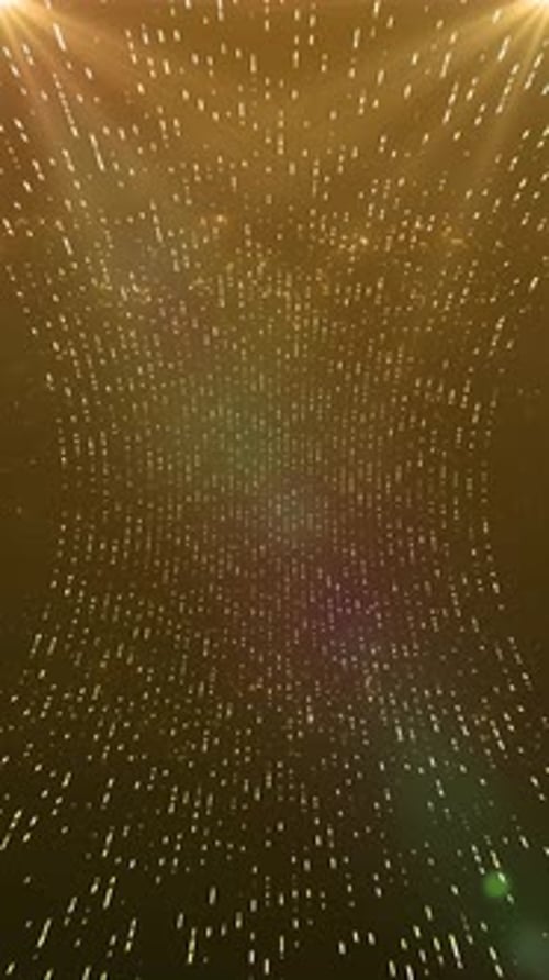 Golden Glittering Particle Shower Vertical Loop Background
