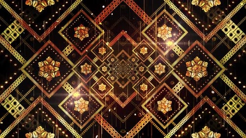 Opulent Golden Geometric Floral Pattern Loop Background