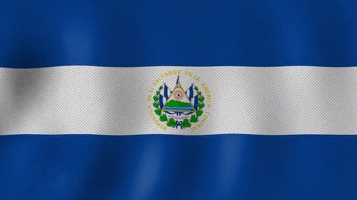 Waving Flag of El Salvador with Realistic Fabric Texture