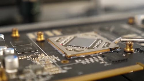 09. Infrared soldering station setup and GPU chip desoldering process. Maintenance and repair of com