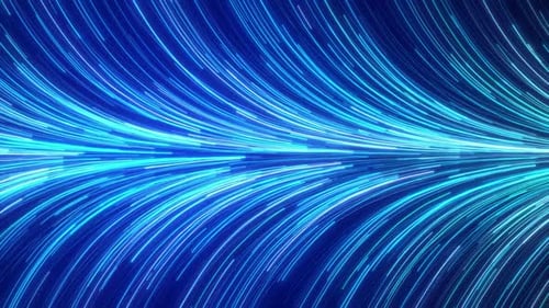 Looping Abstract Blue Fiber Optic Lines Flow. High Speed Digital Data Stream Concept.