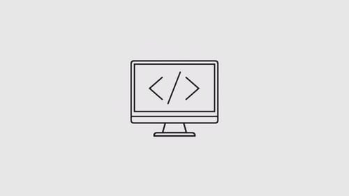 Animated Flat Design Monitor with Code Symbols
