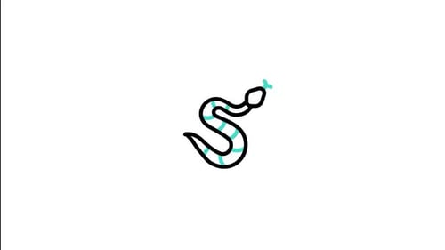 Flat Design Snake Icon Line Art Animation