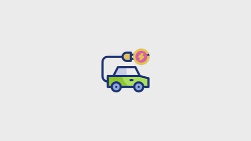 Animated Flat Design Electric Car Charging Icon