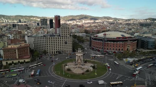 Aerial video of Plaza Espana, Spain