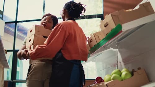 Storekeeper Receiving Fresh Supplies From Local Farm