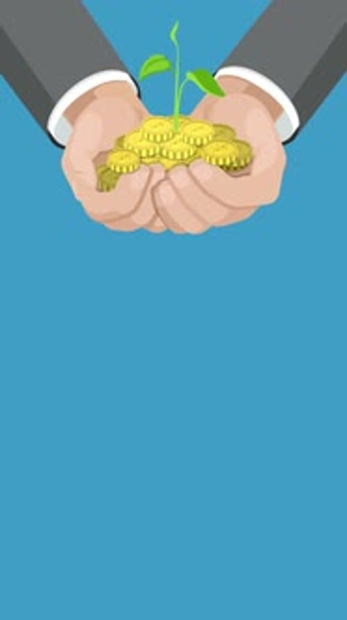Hand Giving Stack Of Coins Vertical Animation