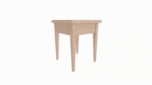 3D Wooden Side Table Rotation on White Background