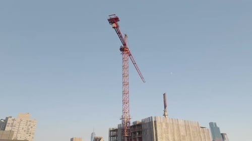 Aerial view of a construction crane on a clear day
