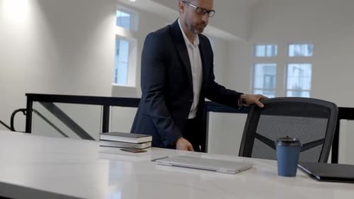 Start and End of Working Day Office Worker Comes Home From Work Millennial Man Using Laptop at