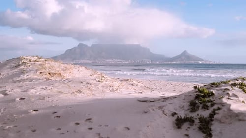 UHD Table Mountain in Cape Town, South Africa on a cloudy day.