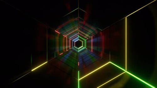 Mehrfarbiger erstaunlicher sechseckiger Strobe-Tunnel-Hintergrund Vj Loop | 4K