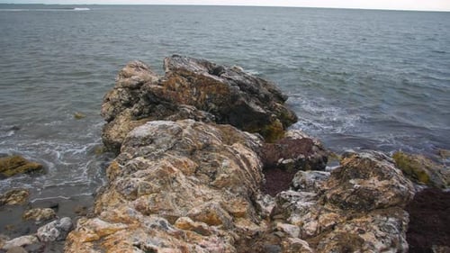 Waves Crashing in on Rocks, Beach Coast Coastline Adventure