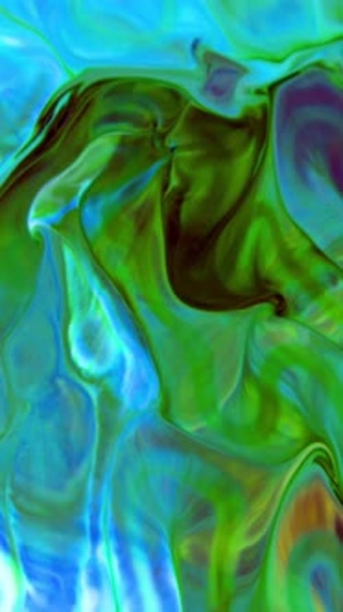 Colorful Blue and Green Abstract Ink Mixing